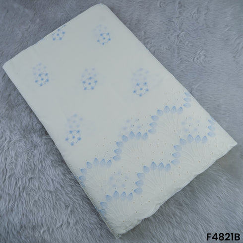 Thread Embroidered Hakoba Cotton Fabric- F4821